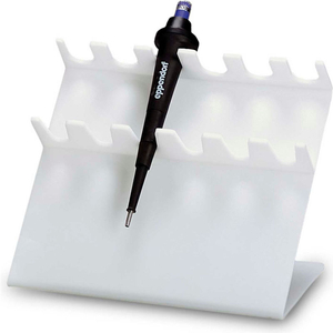 6-SLOT SLANTED ACRYLIC AUTO PIPETTOR HOLDER, 11"W X 7"D X 8"H, WHITE by TrippNT, Inc