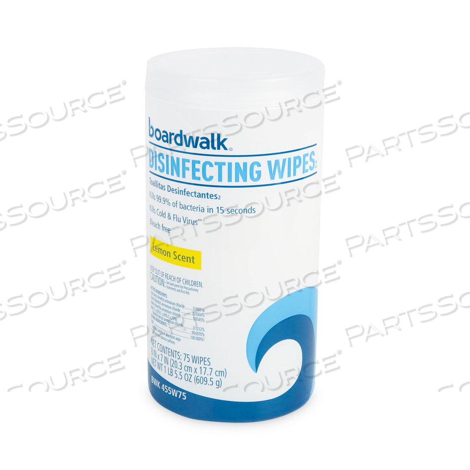 DISINFECTING WIPES, 7 X 8, LEMON SCENT, 75/CANISTER, 3 CANISTERS/PACK 