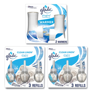 PLUGIN SCENTED OIL, CLEAN LINEN, 0.67 OZ, 2 WARMERS AND 6 REFILLS/PACK by Glade