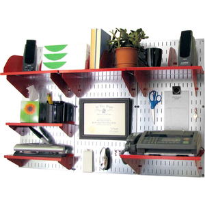 OFFICE WALL MOUNT DESK STORAGE AND ORGANIZATION KIT, GALVANIZED RED, 48" X 32" X 12" by Wall Control Pegboard