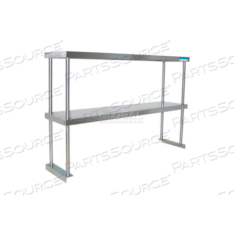 18 GA. DOUBLE OVERSHELF - 304 STAINLESS STEEL GALV. LEGS & UNDERSHELF 48X12 