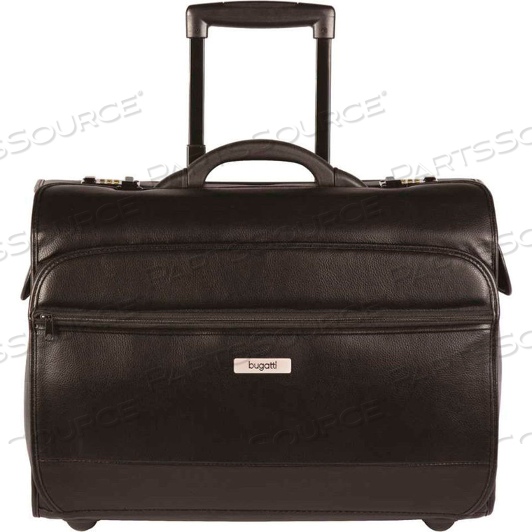 SYNTHETIC LEATHER BUSINESS CASE ON WHEELS, BLACK 