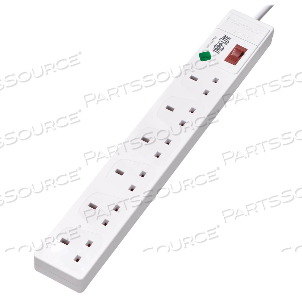 SURGE PROTECTOR POWER STRIP 6-OUTLET BRITISH BS1363A 1.8M CORD 