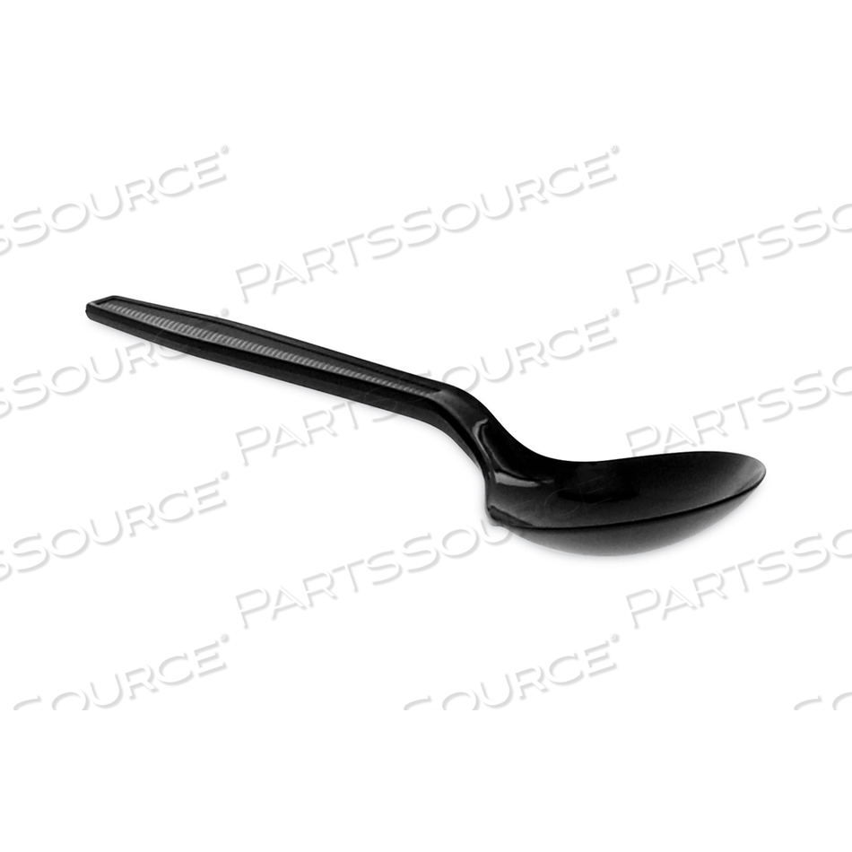 MEADOWARE CUTLERY, SOUP SPOON, MEDIUM HEAVY WEIGHT, BLACK by Pactiv MEADOWARE CUTLERY, SOUP SPOON, MEDIUM HEAVY WEIGHT, BLACK by Pactiv