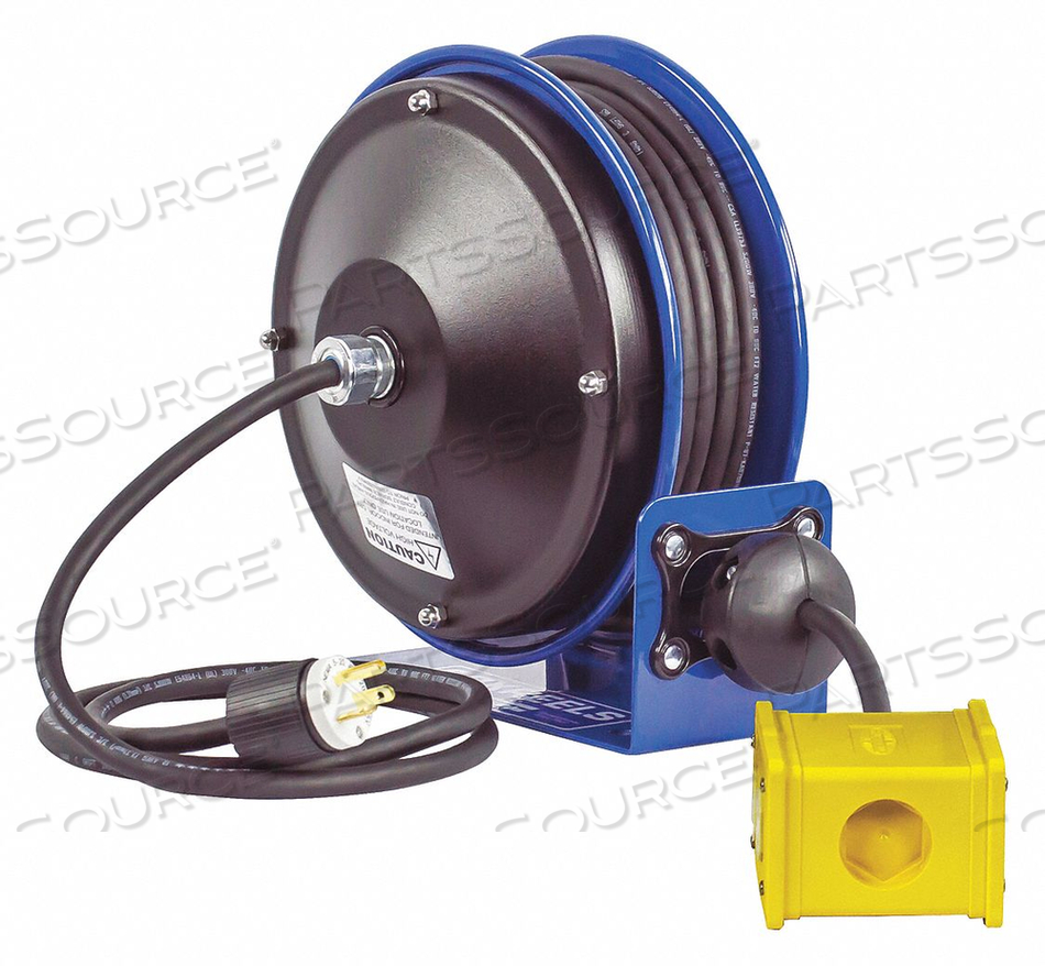 COMPACT EFFICIENT HEAVY DUTY POWER CORD REEL W A QUAD 4 PLUG INDUSTRIAL 12GA by Coxreels