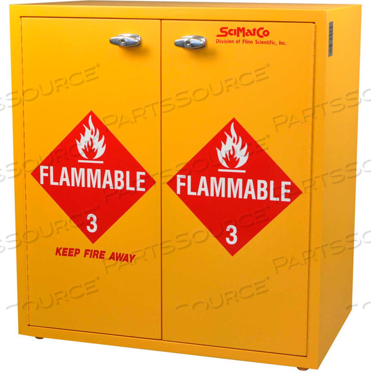 24 GALLON, FLAMMABLE CABINET W/FLAME ARRESTORS, MANUAL CLOSE, 30"W X 18-1/2"D X 32-1/2"H 