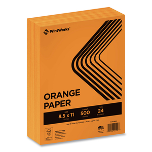 COLOR PAPER, 24 LB TEXT WEIGHT, 8.5 X 11, ORANGE, 500/REAM by PrintWorks Professional