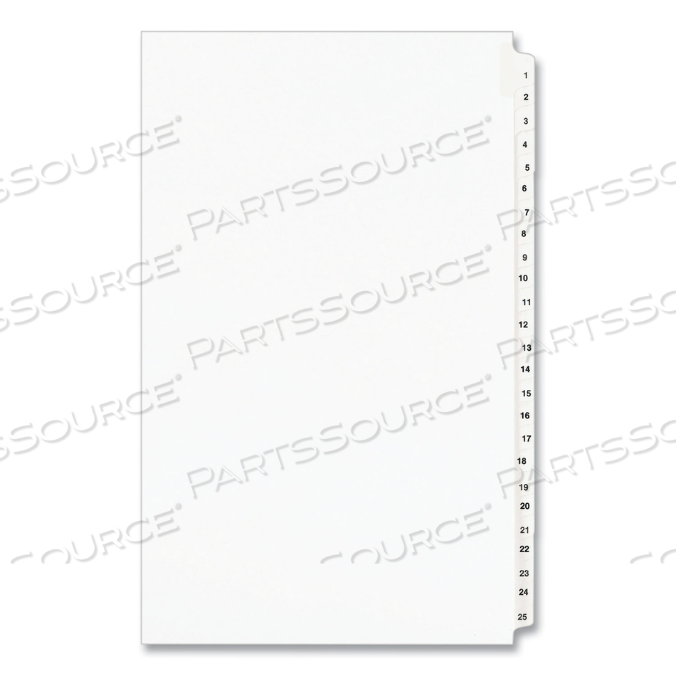 PREPRINTED LEGAL EXHIBIT SIDE TAB INDEX DIVIDERS, AVERY STYLE, 25-TAB, 1 TO 25, 14 X 8.5, WHITE, 1 SET, (1430) by Avery PREPRINTED LEGAL EXHIBIT SIDE TAB INDEX DIVIDERS, AVERY STYLE, 25-TAB, 1 TO 25, 14 X 8.5, WHITE, 1 SET, (1430) by Avery