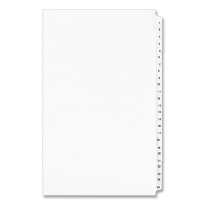 PREPRINTED LEGAL EXHIBIT SIDE TAB INDEX DIVIDERS, AVERY STYLE, 25-TAB, 1 TO 25, 14 X 8.5, WHITE, 1 SET, (1430) by Avery