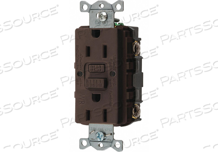 GFCI RCEPTCLE COMMER. BRWN 15A 0.5 HP by Hubbell Incorporated, Wiring Device-Kellums GFCI RCEPTCLE COMMER. BRWN 15A 0.5 HP by Hubbell Incorporated, Wiring Device-Kellums