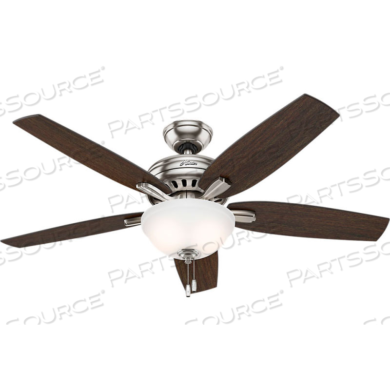52" NEWSOME CEILING FAN WITH LIGHT - BRUSHED NICKEL by Hunter Fan Co. / Casablanca Fand Co. 52" NEWSOME CEILING FAN WITH LIGHT - BRUSHED NICKEL by Hunter Fan Co. / Casablanca Fand Co.