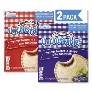 UNCRUSTABLES SOFT BREAD SANDWICHES, GRAPE/STRAWBERRY, 2 OZ, 10 SANDWICHES/PACK, 2 PK/BOX by Smucker's