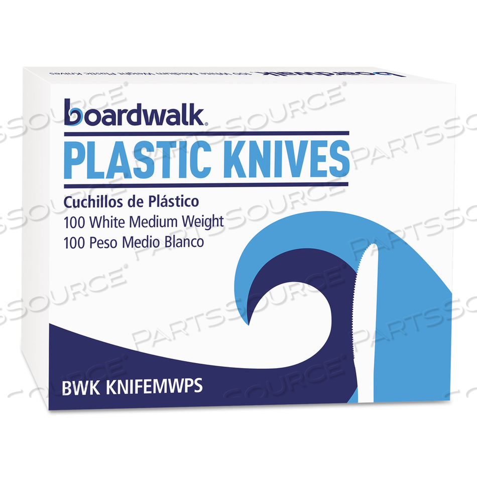 MEDIUMWEIGHT POLYSTYRENE CUTLERY, KNIFE, WHITE by Boardwalk