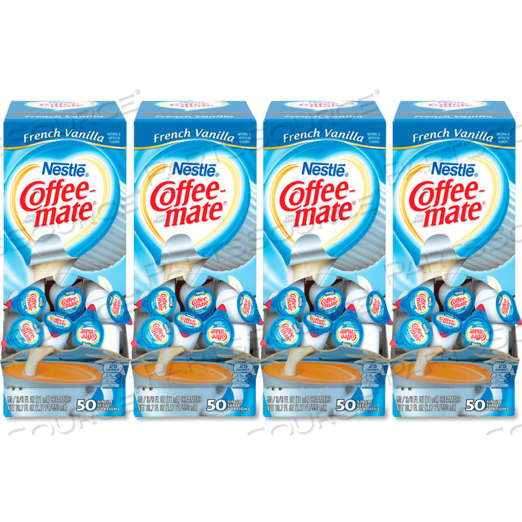 COFFEE-MATE LIQUID COFFEE CREAMER, FRENCH VANILLA, 0.38 OZ MINI CUPS, 200/CARTON by Nestle COFFEE-MATE LIQUID COFFEE CREAMER, FRENCH VANILLA, 0.38 OZ MINI CUPS, 200/CARTON by Nestle