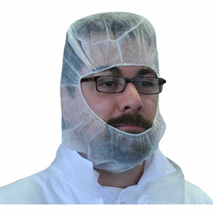 LIGHTWEIGHT POLYPROPYLENE HOOD, 100% LATEX-FREE WHITE, ONE SIZE, 100/BAG, 10 BAGS/CASE by Keystone Safety