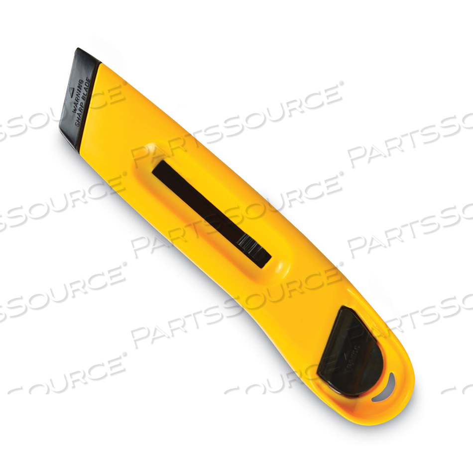 PLASTIC UTILITY KNIFE WITH RETRACTABLE BLADE AND SNAP CLOSURE, 6" PLASTIC HANDLE, YELLOW by Cosco PLASTIC UTILITY KNIFE WITH RETRACTABLE BLADE AND SNAP CLOSURE, 6" PLASTIC HANDLE, YELLOW by Cosco