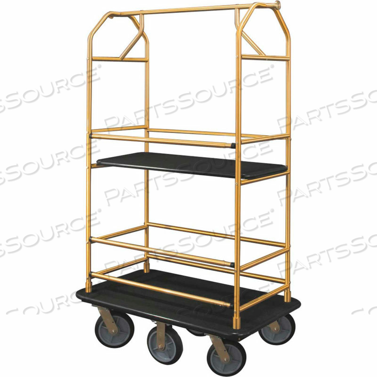BELLMAN CONDO CART 48X25 SATIN BRASS BLACK CARPET, 6 RUBBER WHEELS by Glaro Products Inc BELLMAN CONDO CART 48X25 SATIN BRASS BLACK CARPET, 6 RUBBER WHEELS by Glaro Products Inc