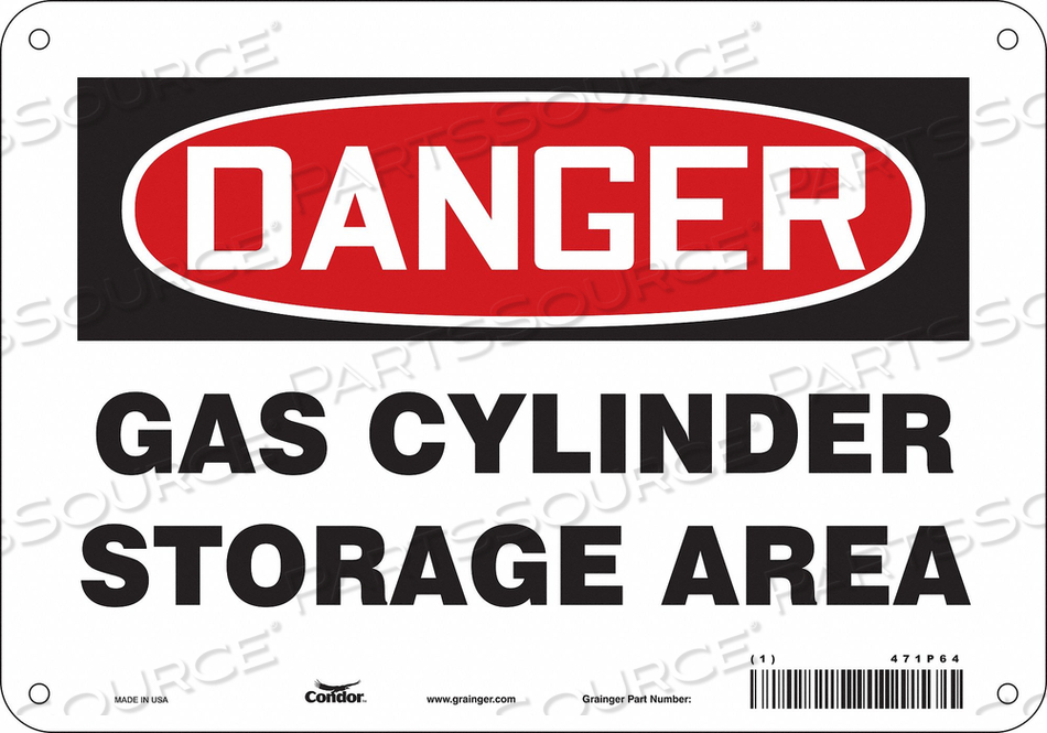 SAFETY SIGN, VERTICAL RECTANGLE, NUMBER OF PRINTED SIDES 1, ENGLISH, SIGN FORMAT TRADITIONAL OSHA, SIGN LEGEND GAS CYLINDER STORAGE AREA, SI by Condor SAFETY SIGN, VERTICAL RECTANGLE, NUMBER OF PRINTED SIDES 1, ENGLISH, SIGN FORMAT TRADITIONAL OSHA, SIGN LEGEND GAS CYLINDER STORAGE AREA, SI by Condor