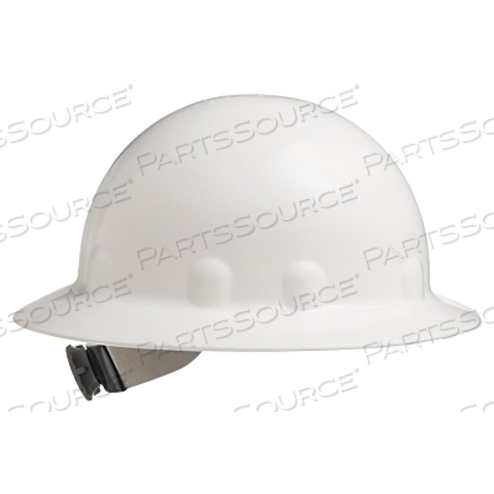 FIBRE-METAL FULL BRIM HARD HAT, RATCHET SUSPENSION, WHITE, HDPE, E1 SERIES by Fibre-Metal FIBRE-METAL FULL BRIM HARD HAT, RATCHET SUSPENSION, WHITE, HDPE, E1 SERIES by Fibre-Metal