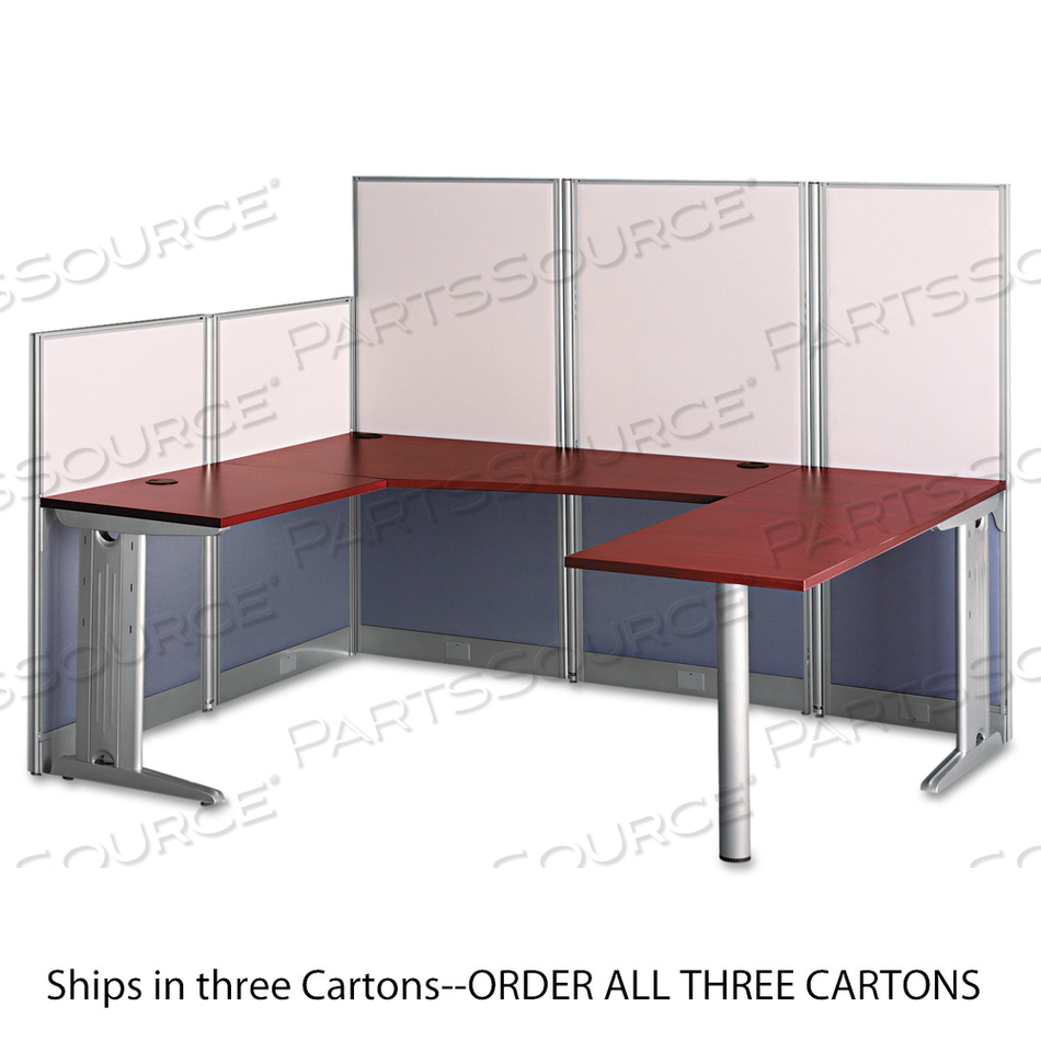 OFFICE IN AN HOUR COLLECTION L- WORKSTATION, 64.5" X 64.5" X 33", HANSEN CHERRY, (BOX 2 OF 2) 