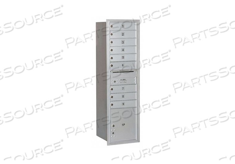 4C HORIZONTAL MAILBOX, 56-3/4"H, SINGLE, 9 MB1/1 PL DOORS, FRONT LOAD, ALUMINUM, USPS by Salsbury Industries