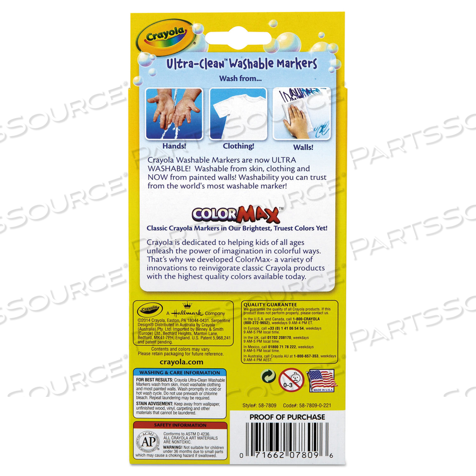 ULTRA-CLEAN WASHABLE MARKERS, FINE BULLET TIP, ASSORTED COLORS by Crayola
