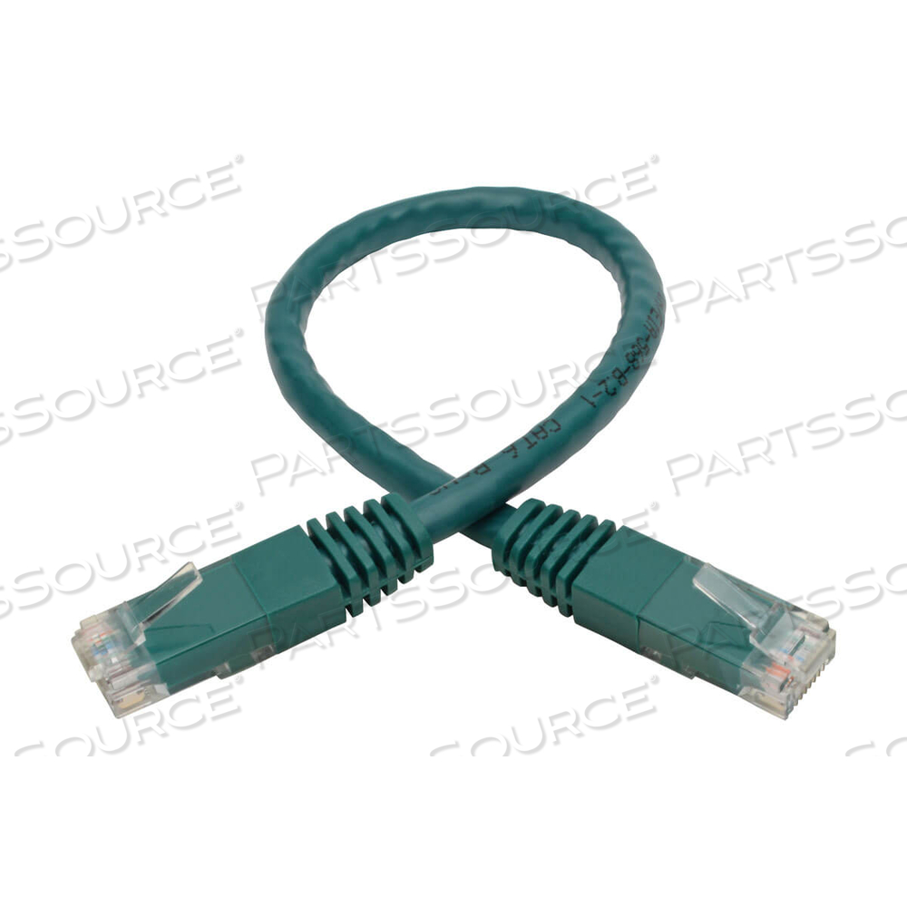 CAT6 GIGABIT MOLDED (UTP) ETHERNET CABLE (RJ45 M/M), POE, GREEN, 1 FT. by Tripp Lite