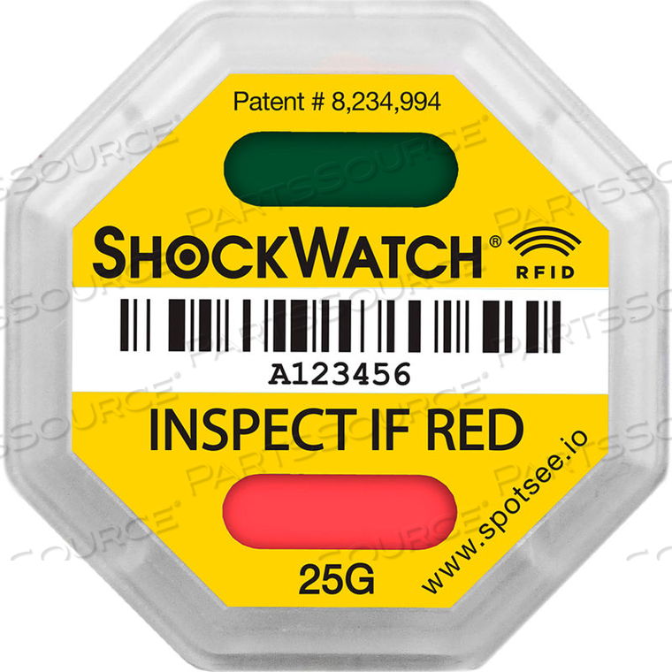 SPOTSEE RFID IMPACT INDICATORS, 25G RANGE, YELLOW, 100/BOX by Shockwatch Inc SPOTSEE RFID IMPACT INDICATORS, 25G RANGE, YELLOW, 100/BOX by Shockwatch Inc