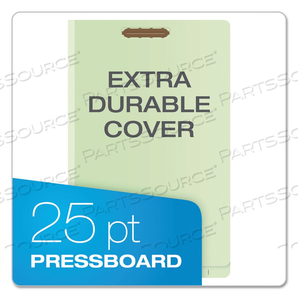 END TAB CLASSIFICATION FOLDERS, 2" EXPANSION, 1 DIVIDER, 4 FASTENERS, LEGAL SIZE, PALE GREEN EXTERIOR by Esselte Pendaflex Corp.