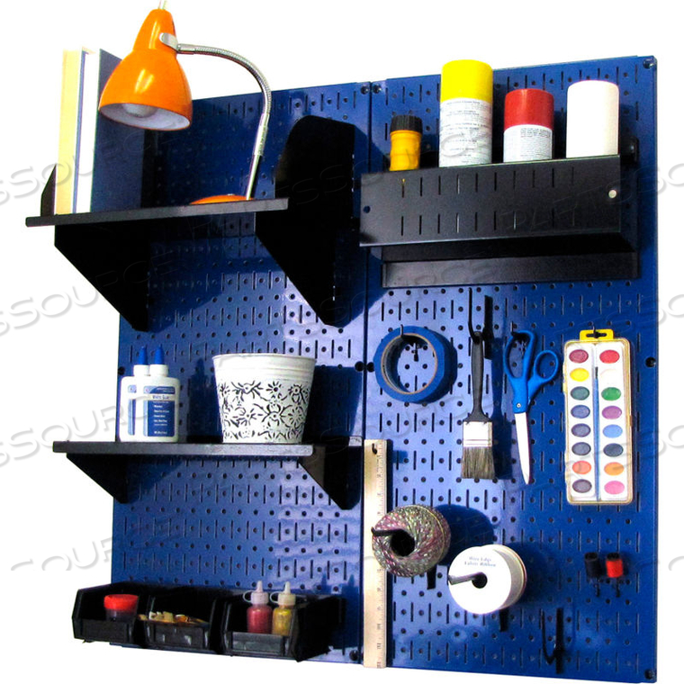 PEGBOARD HOBBY CRAFT ORGANIZER STORAGE KIT, BLUE/BLACK, 32" X 32" X 9" by Wall Control Pegboard