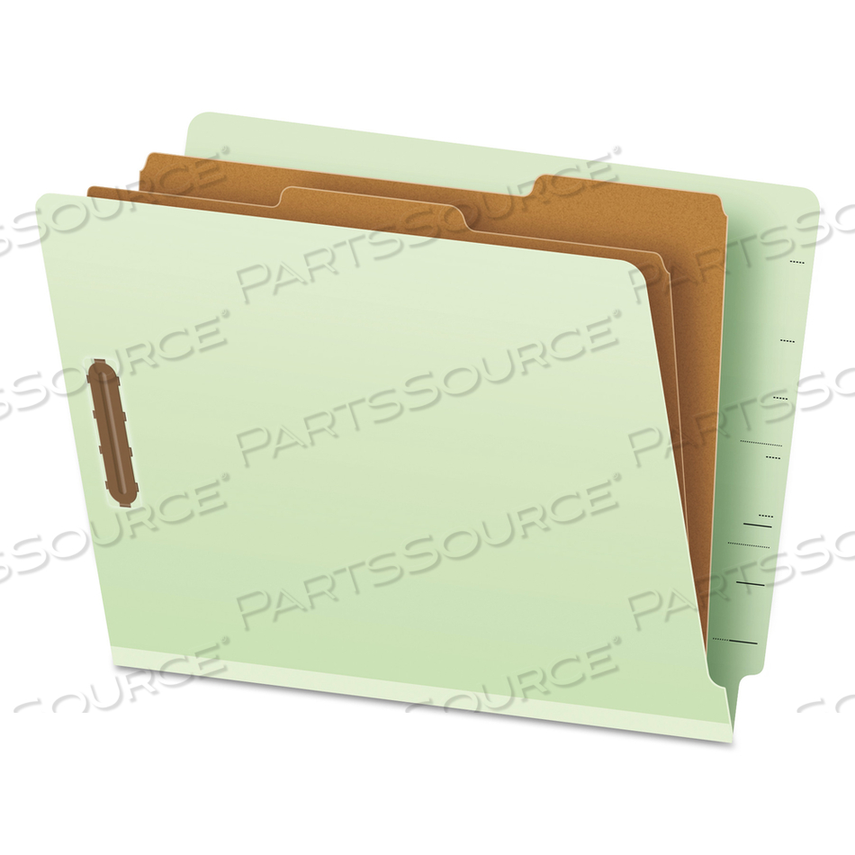 END TAB CLASSIFICATION FOLDERS, 2.5" EXPANSION, 2 DIVIDERS, 6 FASTENERS, LETTER SIZE, PALE GREEN EXTERIOR by Esselte Pendaflex Corp.