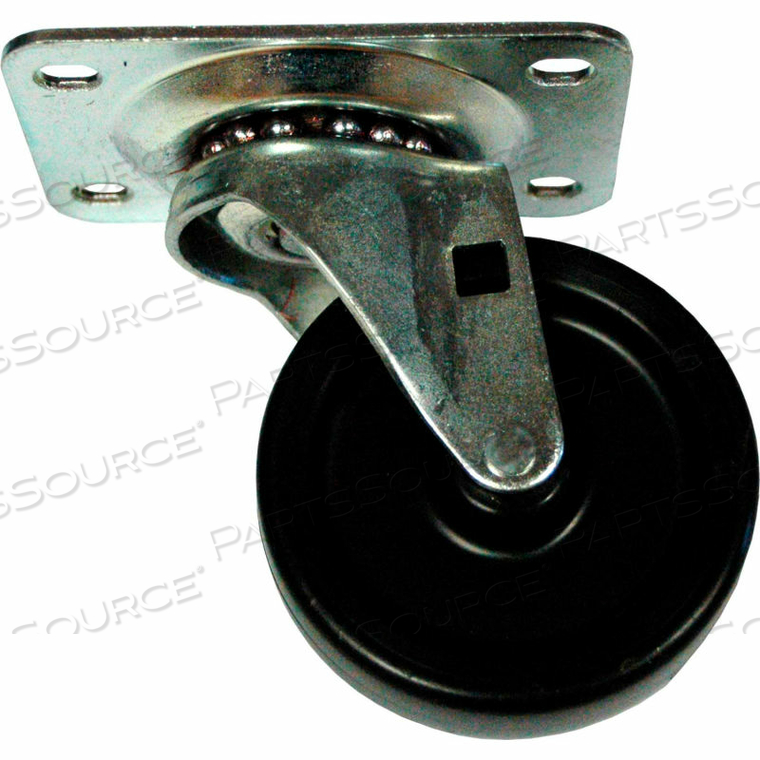 3" SWIVEL PLATE CASTER, BLACK by Rubbermaid Medical Division