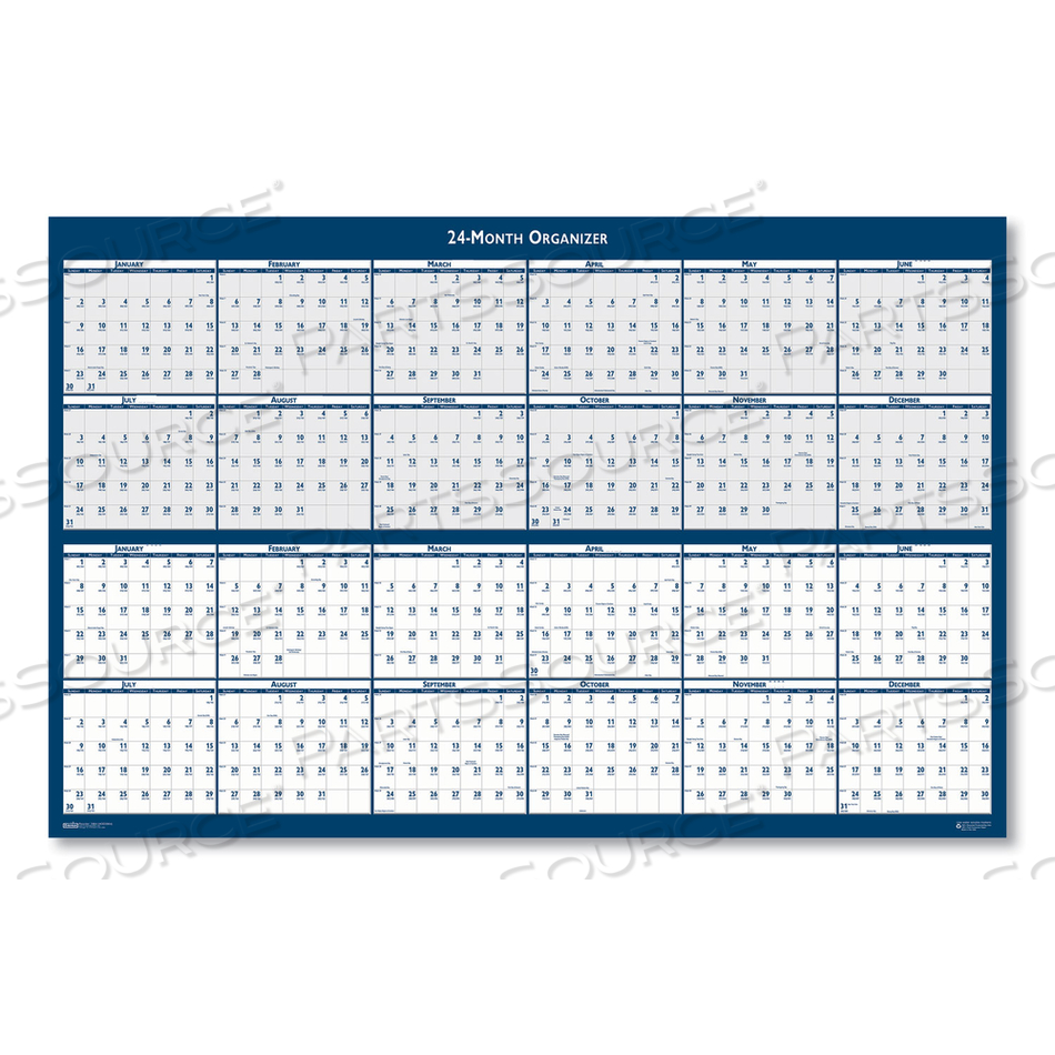 REVERSIBLE/ERASABLE 2 YEAR WALL CALENDAR, 24 X 37, LIGHT BLUE/BLUE/WHITE SHEETS, 24-MONTH (JAN TO DEC): 2023 TO 2024 by House Of Doolittle