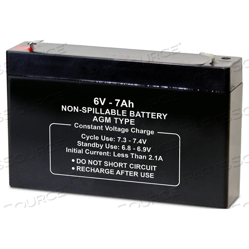 SEALED LEAD ACID BATTERY, 6V DC, 7 AH CAPACITY, 3.7 IN HT, 5.94 IN WD, 1.34 IN DP by Approved Vendor SEALED LEAD ACID BATTERY, 6V DC, 7 AH CAPACITY, 3.7 IN HT, 5.94 IN WD, 1.34 IN DP by Approved Vendor