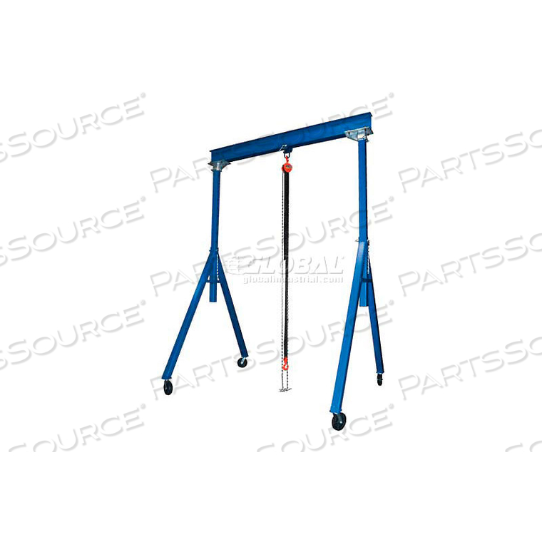 ADJUSTABLE HEIGHT STEEL GANTRY CRANE, 15'W X 8'7"-14'1"H, 8000 LB. CAPACITY by Vestil Manufacturing Corp.