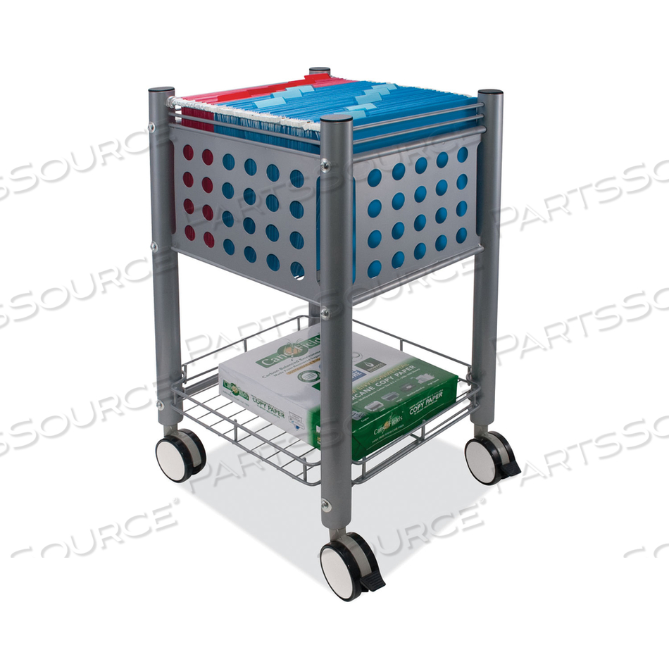 SIDEKICK FILE CART, METAL, 1 SHELF, 1 BIN, 13.75" X 15.5" X 26.25", MATTE GRAY by Vertiflex SIDEKICK FILE CART, METAL, 1 SHELF, 1 BIN, 13.75" X 15.5" X 26.25", MATTE GRAY by Vertiflex