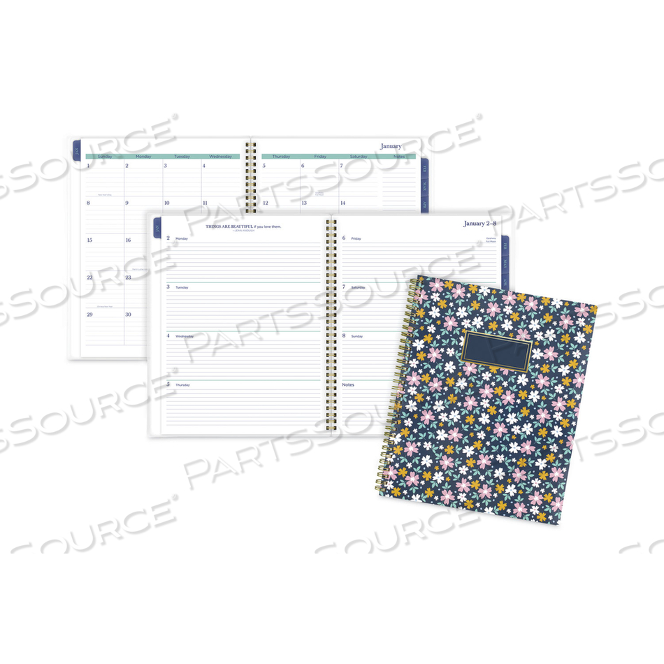 PRECIOUS WEEKLY/MONTHLY PLANNER, PRECIOUS FLORAL ARTWORK, 11 X 8.5, BLUE/GREEN/PINK COVER, 12-MONTH (JAN TO DEC): 2023 