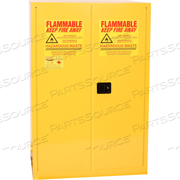 EAGLE MFG DRUM CABINET 60 GAL. CAPACITY VERTICAL SELF CLOSE HAZMAT W/ DRUM SUPORTS & ROLLERS by Eagle