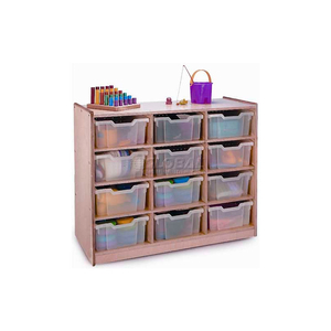 PRESCHOOL CUBBY STORAGE UNIT WITH 12 CLEAR TRAYS, 40-1/2"W X 17-1/2"D X 31-1/2"H, NATURAL by Whitney Brothers