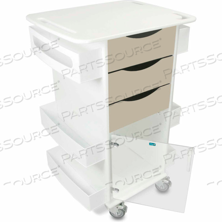 DELUXE MEDICAL CART WITH CLEAR HINGED DOOR, ALMOND BEIGE, 23"W X 19"D X 35"H by TrippNT, Inc
