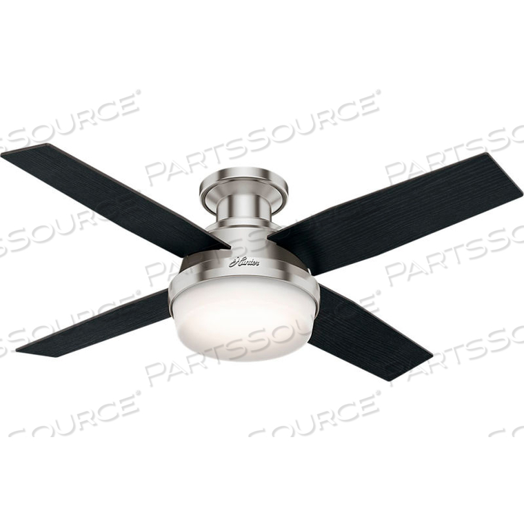 44" DEMPSEY LOW PROFILE CEILING FAN WITH LIGHT AND HANDHELD REMOTE - BRUSHED NICKEL by Hunter Fan Co. / Casablanca Fand Co. 44" DEMPSEY LOW PROFILE CEILING FAN WITH LIGHT AND HANDHELD REMOTE - BRUSHED NICKEL by Hunter Fan Co. / Casablanca Fand Co.