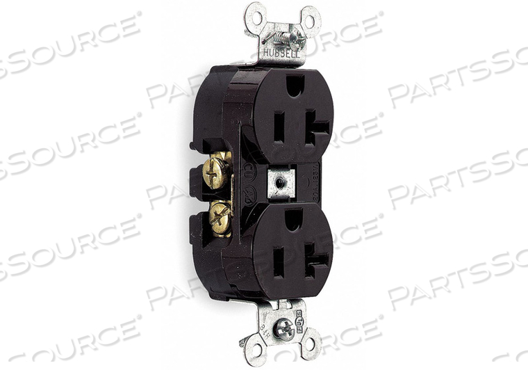RECEPTACLE DUPLEX 20A 5-20R 125V BROWN by Hubbell Incorporated, Wiring Device-Kellums RECEPTACLE DUPLEX 20A 5-20R 125V BROWN by Hubbell Incorporated, Wiring Device-Kellums