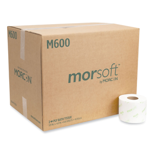 MORSOFT CONTROLLED BATH TISSUE, SEPTIC SAFE, 2-PLY, WHITE, 600 SHEETS/ROLL, 48 ROLLS/CARTON by Morcon Tissue