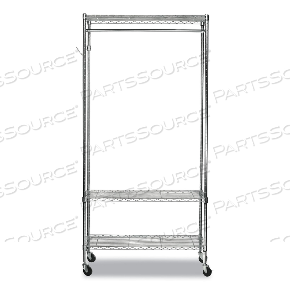WIRE SHELVING GARMENT RACK, 40 GARMENTS, 48W X 18D X 75H, SILVER by Alera WIRE SHELVING GARMENT RACK, 40 GARMENTS, 48W X 18D X 75H, SILVER by Alera