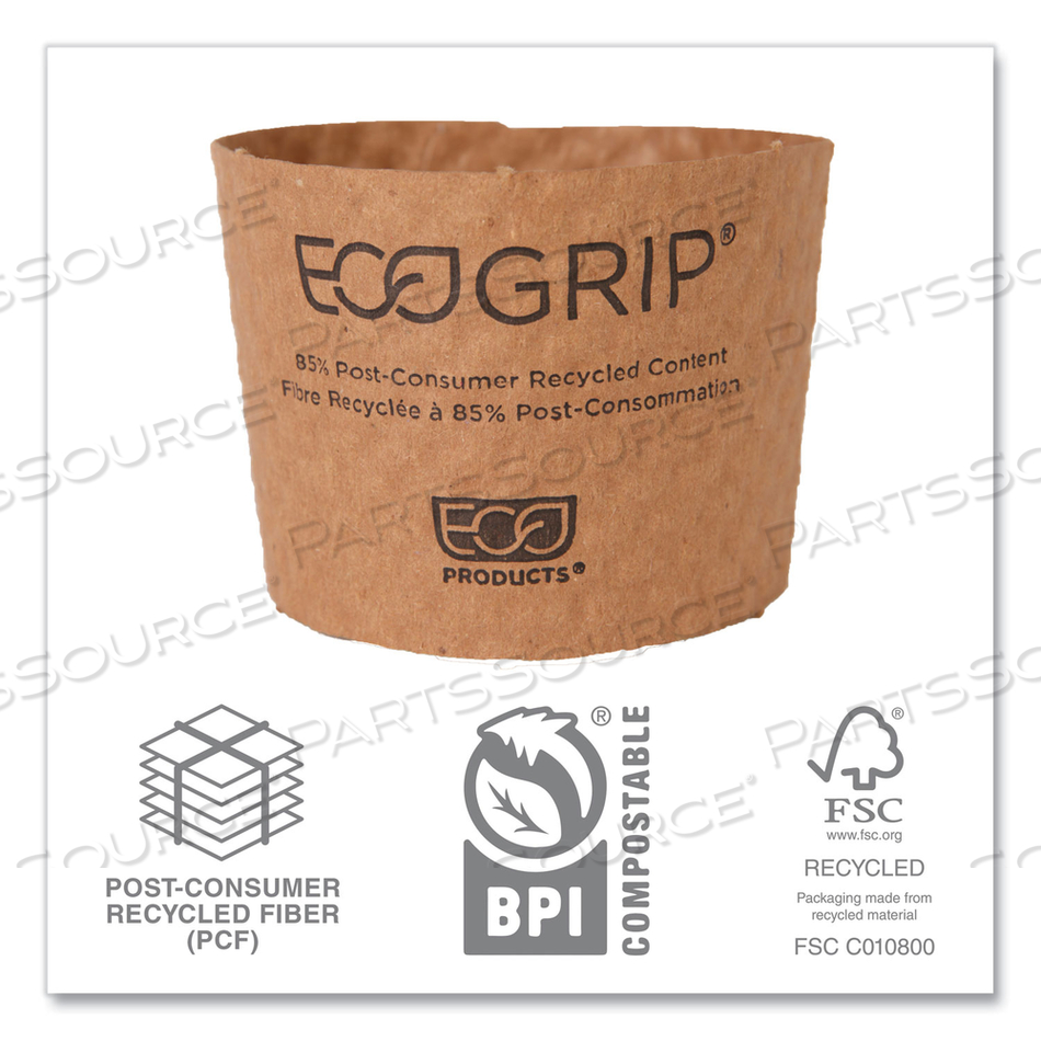 ECOGRIP HOT CUP SLEEVES - RENEWABLE AND COMPOSTABLE, FITS 12, 16, 20, 24 OZ CUPS, KRAFT by Eco-Products