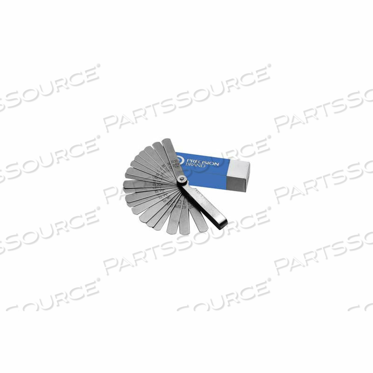 25 PIECE STEEL FEELER GAGE FAN BLADE ASSORTMENT 1/2" X 3" ROUNDED BLADES - MIN QTY 2 by Precision Brand 25 PIECE STEEL FEELER GAGE FAN BLADE ASSORTMENT 1/2" X 3" ROUNDED BLADES - MIN QTY 2 by Precision Brand