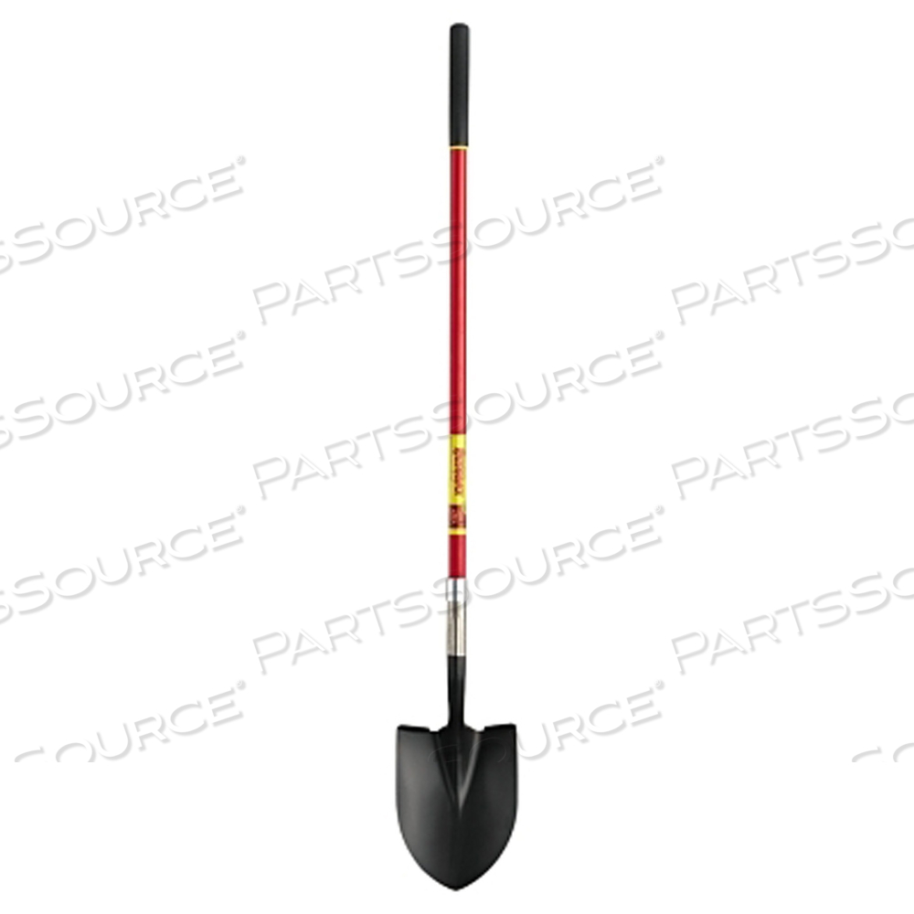 ROUND POINT SHOVEL, 12 IN L X 9.5 IN W BLADE, 48 IN STRAIGHT FIBERGLASS HANDLE W/CUSHION END GRIP, OPEN BACK by Razor-Back ROUND POINT SHOVEL, 12 IN L X 9.5 IN W BLADE, 48 IN STRAIGHT FIBERGLASS HANDLE W/CUSHION END GRIP, OPEN BACK by Razor-Back
