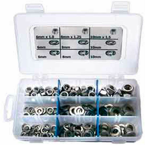 METRIC HEX NUTS & WASHERS, ZINC PLATED STEEL, SMALL DRAWER ASSORTMENT, 17 ITEMS, 925 PIECES by Sarjo Industries, Inc