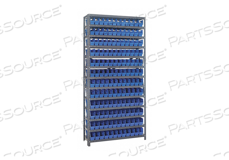 BIN SHELVING 75 OVERALL H 144 BINS BLUE by Quantum Storage Systems BIN SHELVING 75 OVERALL H 144 BINS BLUE by Quantum Storage Systems