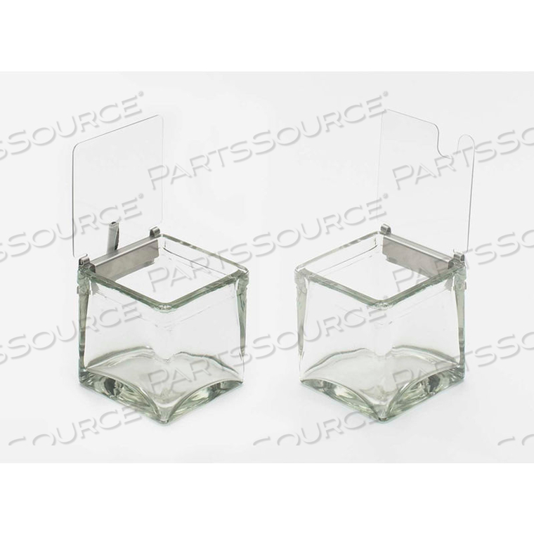 NOTCHED GLASS JAR LID WITH PLASTIC HINGE 4"W X 4"D X 1/2"H 